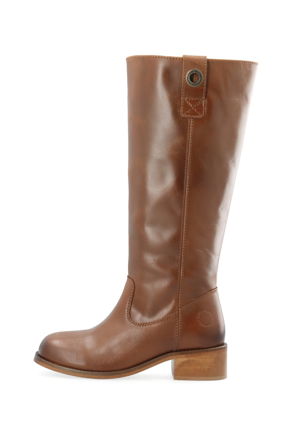 CASHOTT CASVILMA HIGH SHAFT BOOT - Stone Leather *Zip Boot Cognac