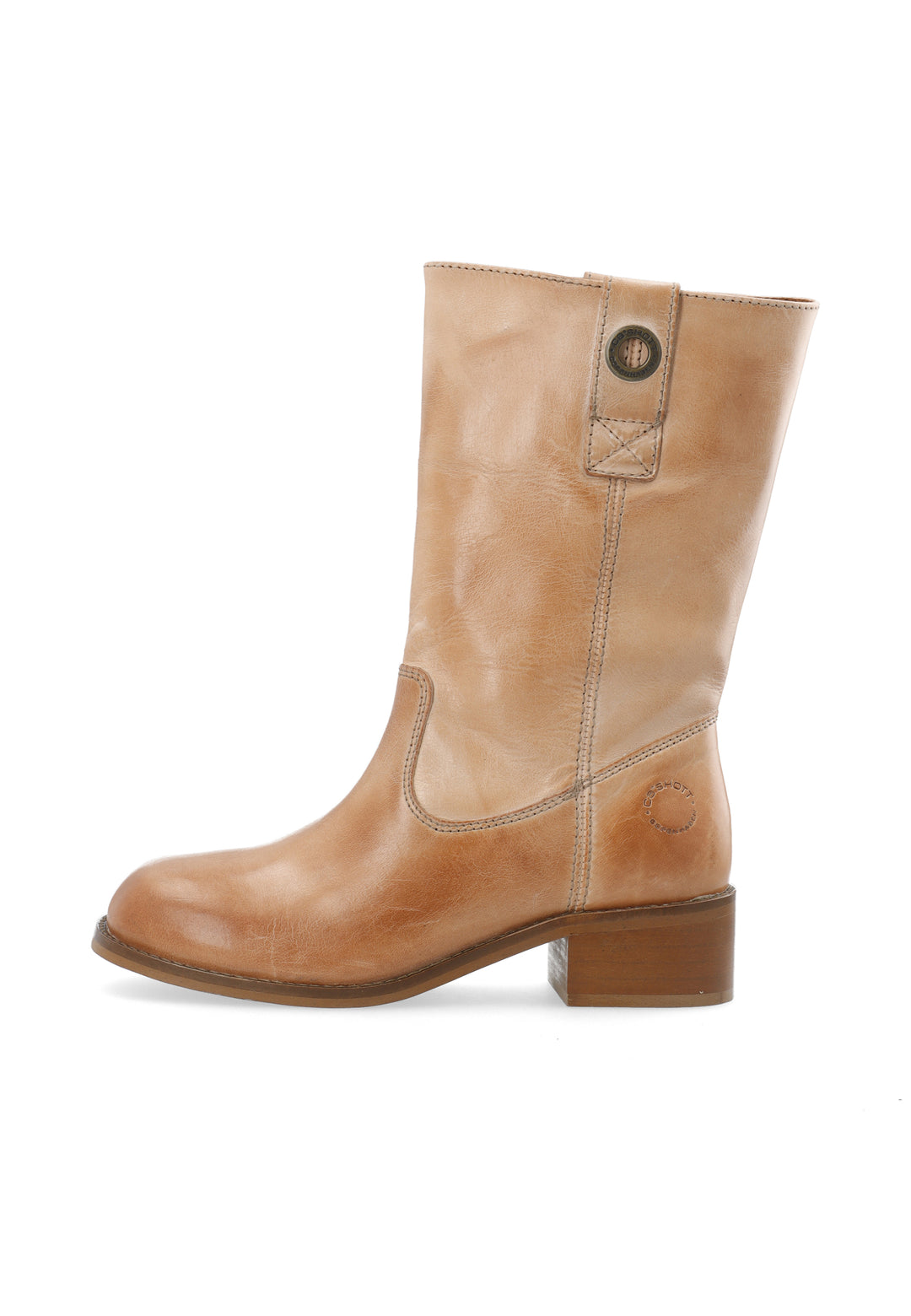 CASHOTT CASVILMA MID CUT BOOT WAXY LEATHER Pull On Dark Tan