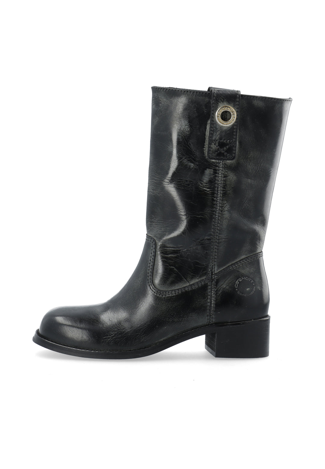 CASHOTT CASVILMA MID CUT BOOT WAXY LEATHER Pull On Black