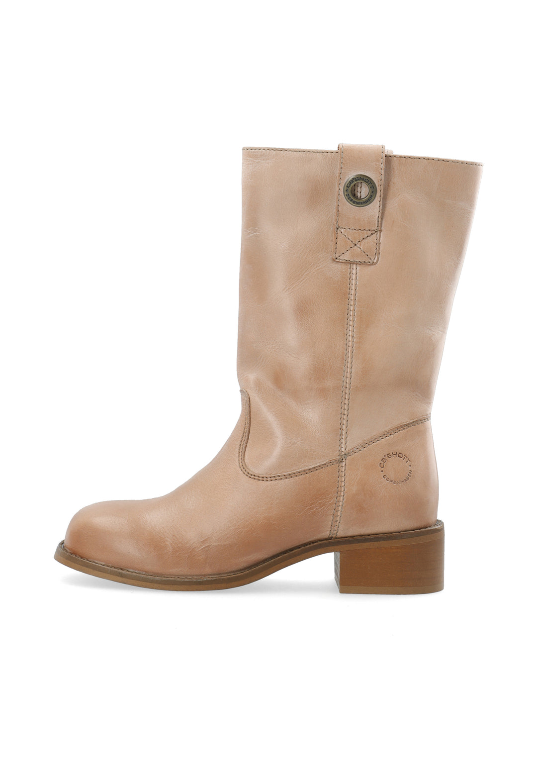 CASHOTT CASVILMA MID CUT BOOT WAXY LEATHER Pull On Light Cognac