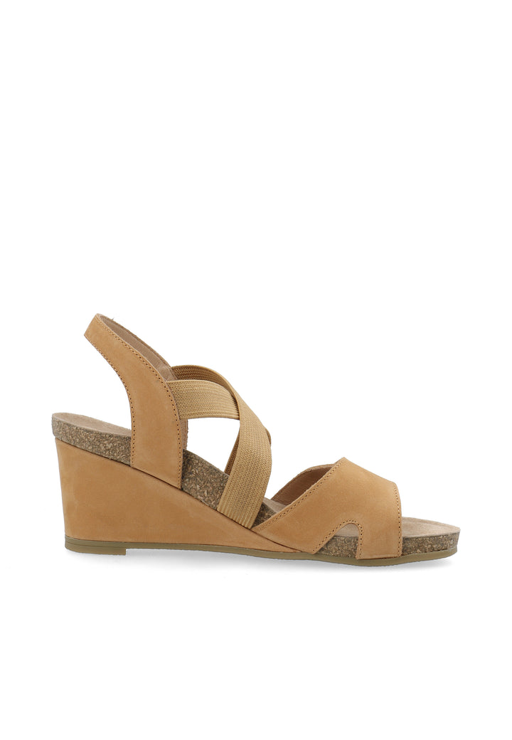 CASHOTT CASALBERTA Elastic Sandal Nubuck Ankel strap Brandy
