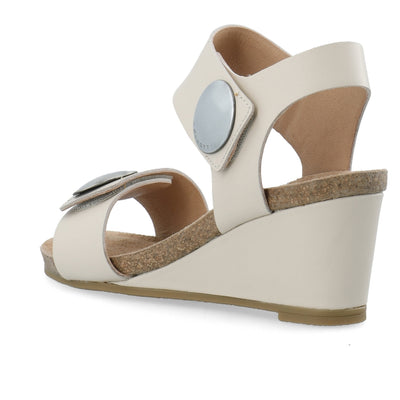 CASHOTT CASALBERTA Velcro Button Sandal Leather Velcro Cream