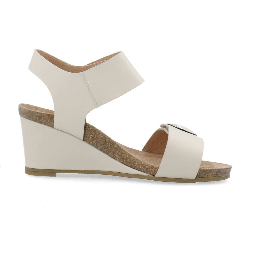 CASHOTT CASALBERTA Velcro Button Sandal Leather Velcro Cream