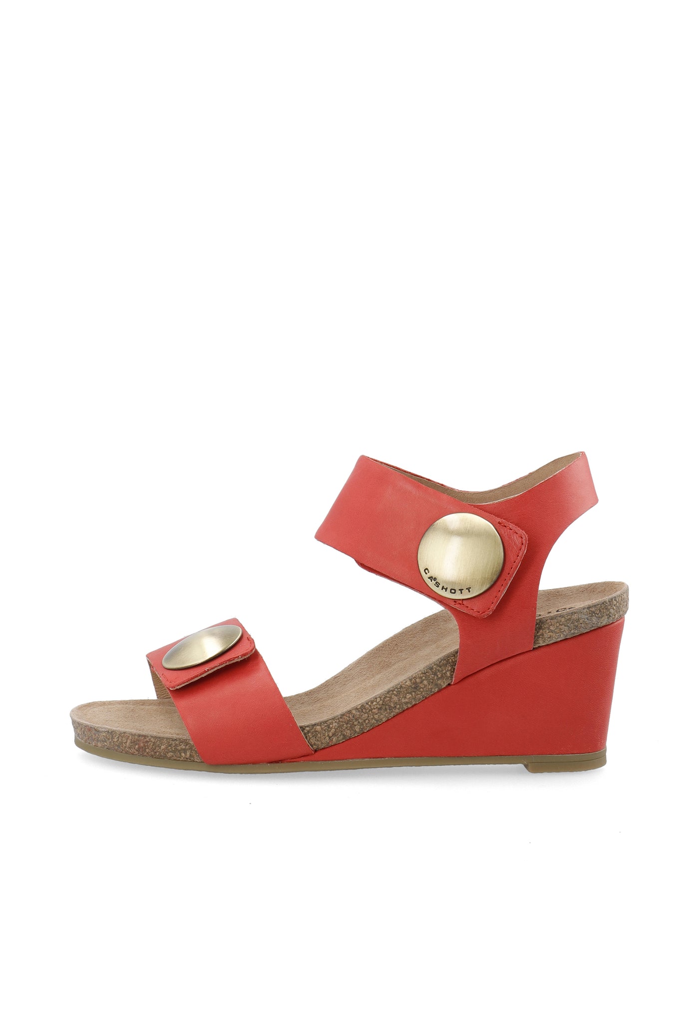 CASHOTT CASALBERTA Velcro Button Sandal Leather Velcro Red