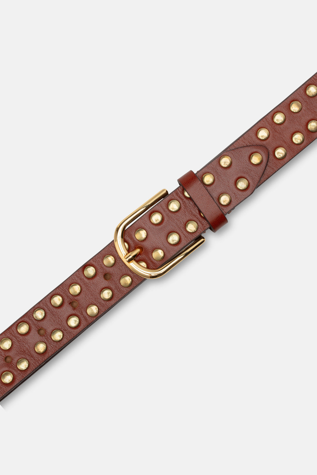 CASHOTT CASANA Studded Belt Leather Belt Rusty Cognac