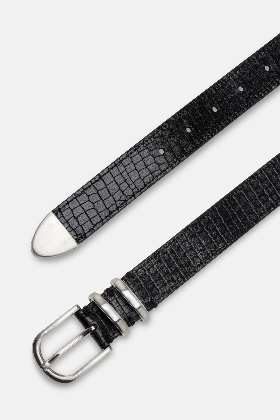 CASHOTT CASANDREA Croco Belt Leather Belt Black