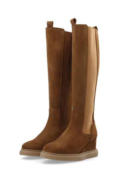 CASHOTT CASANJA Tall Boot Suede Chelsea Toffee