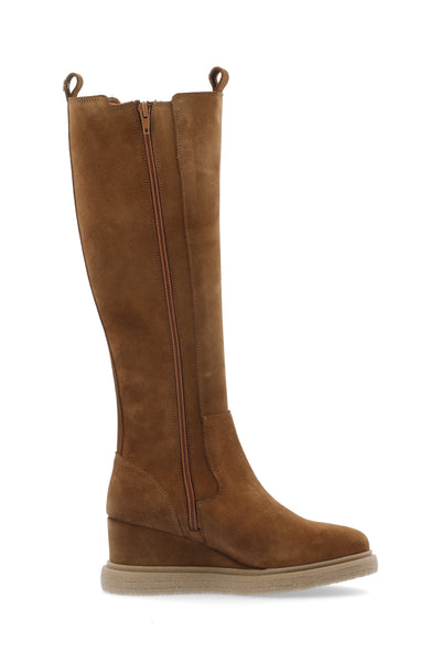 CASHOTT CASANJA Tall Boot Suede Chelsea Toffee