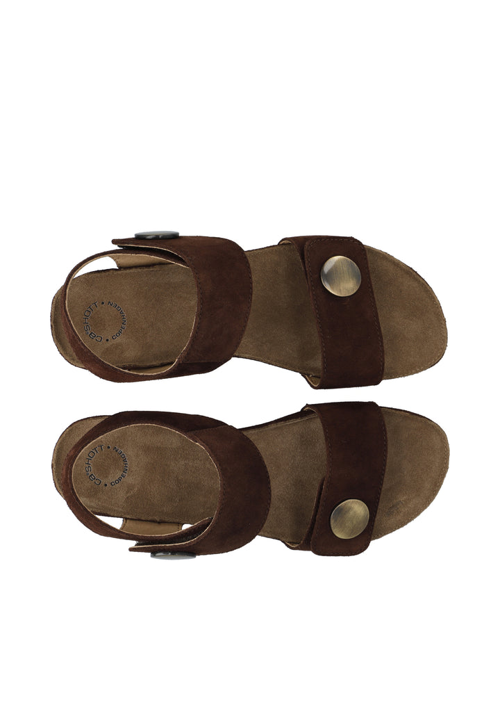 CASHOTT CASAVA SANDAL SUEDE *Ankle Strap Dark Brown