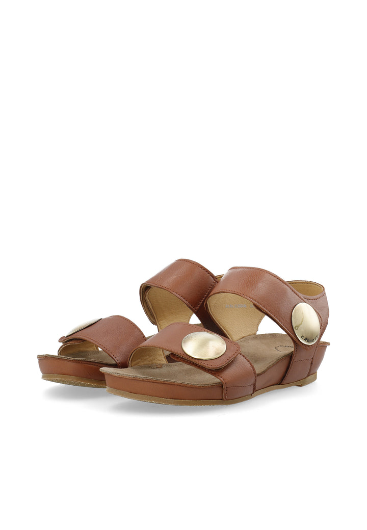 CASHOTT CASAVA SANDAL LEATHER Velcro Cognac