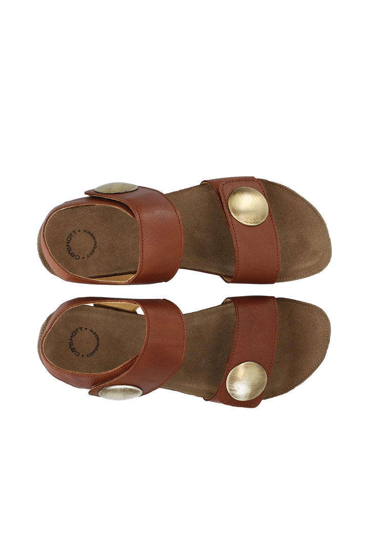 CASHOTT CASAVA SANDAL LEATHER Velcro Cognac