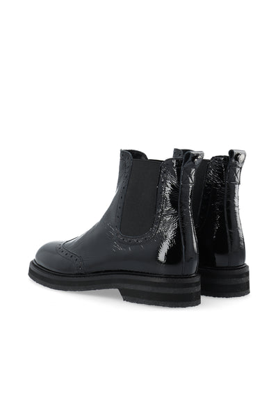 CASHOTT CASBETTY Brogue Chelsea Boot Patent Chelsea Black