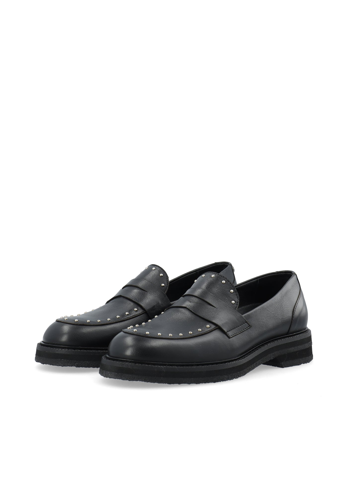 CASHOTT CASBETTY Loafer W. Rivets Leather Loafers Black