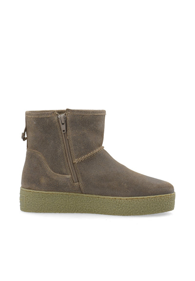 CASHOTT CASCAMILLA Boot W. Inside Zip Semi Warm Lining Oil Suede Ankle Boots Beige