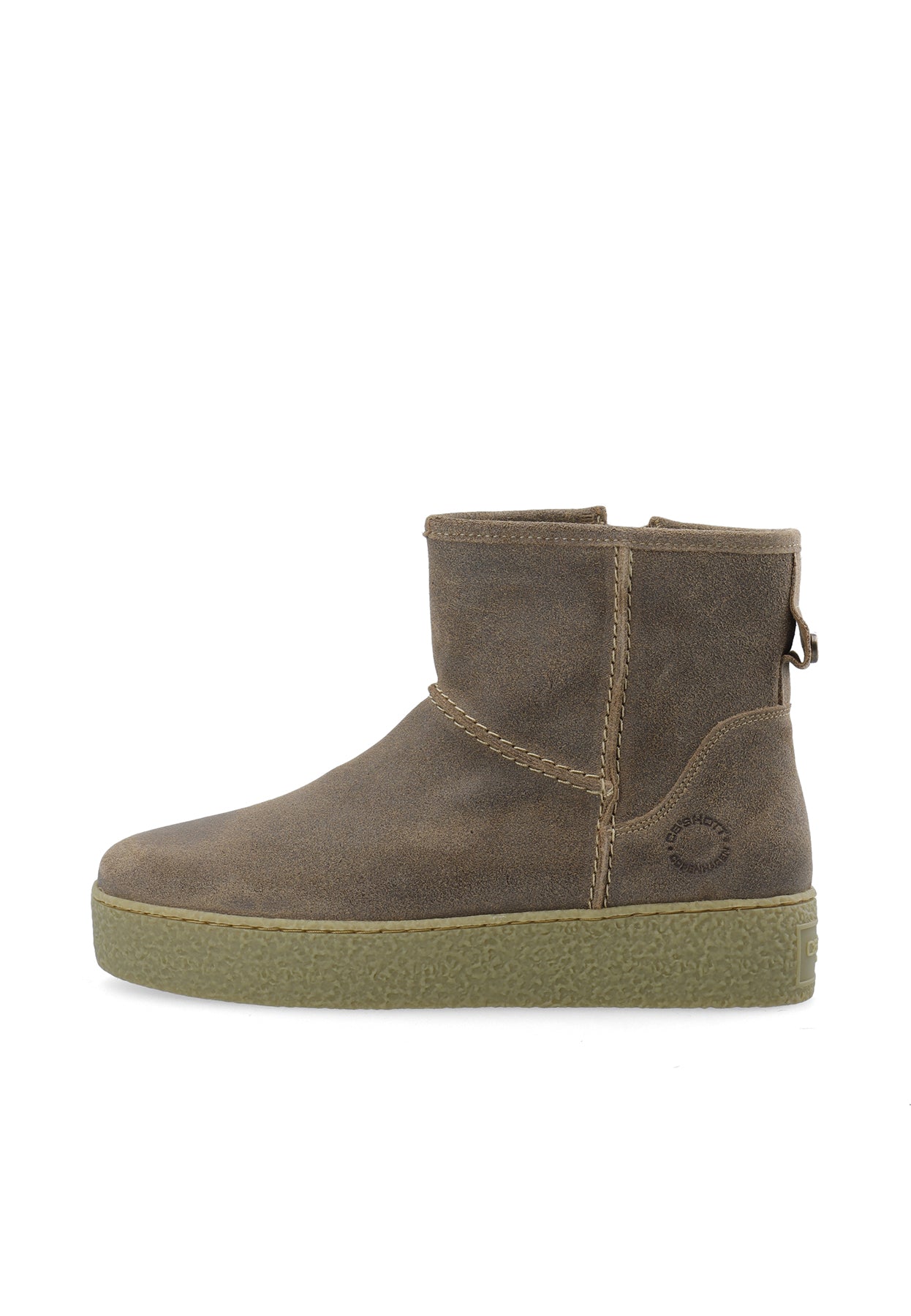 CASHOTT CASCAMILLA Boot W. Inside Zip Semi Warm Lining Oil Suede Ankle Boots Beige
