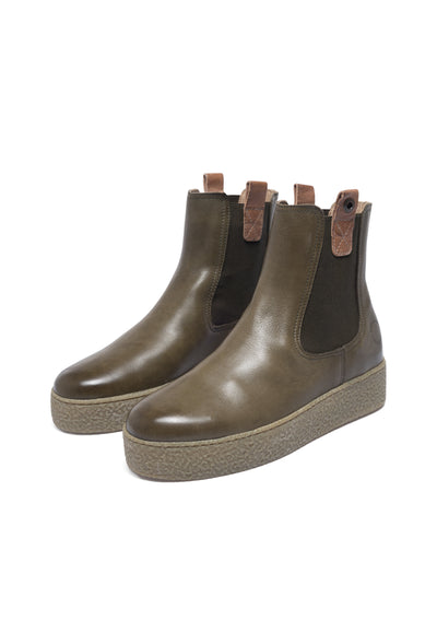 CASHOTT CASCAMILLA Chelsea Boot Brushed Leather Chelsea Olive