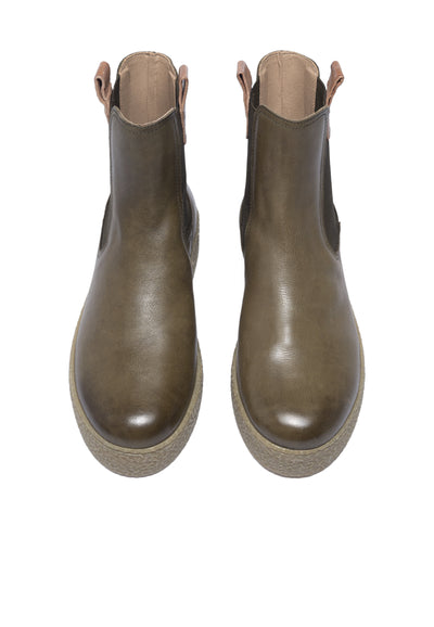 CASHOTT CASCAMILLA Chelsea Boot Brushed Leather Chelsea Olive