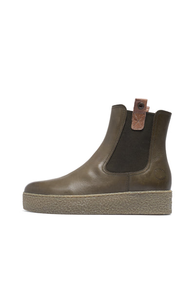 CASHOTT CASCAMILLA Chelsea Boot Brushed Leather Chelsea Olive