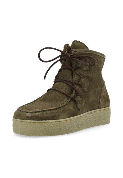 CASHOTT CASCAMILLA Lace Boot Warm Lining Oil Suede# Lace Up Olive