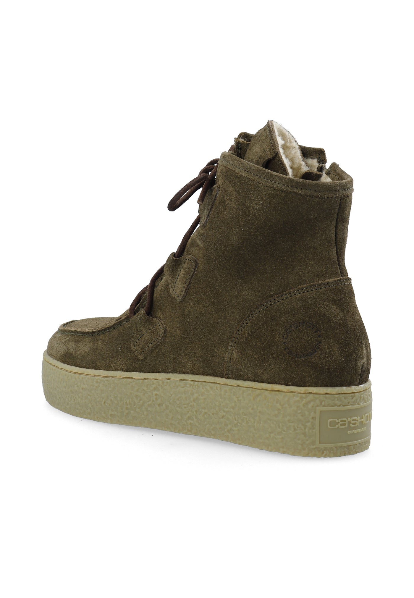 CASHOTT CASCAMILLA Lace Boot Warm Lining Oil Suede# Lace Up Olive