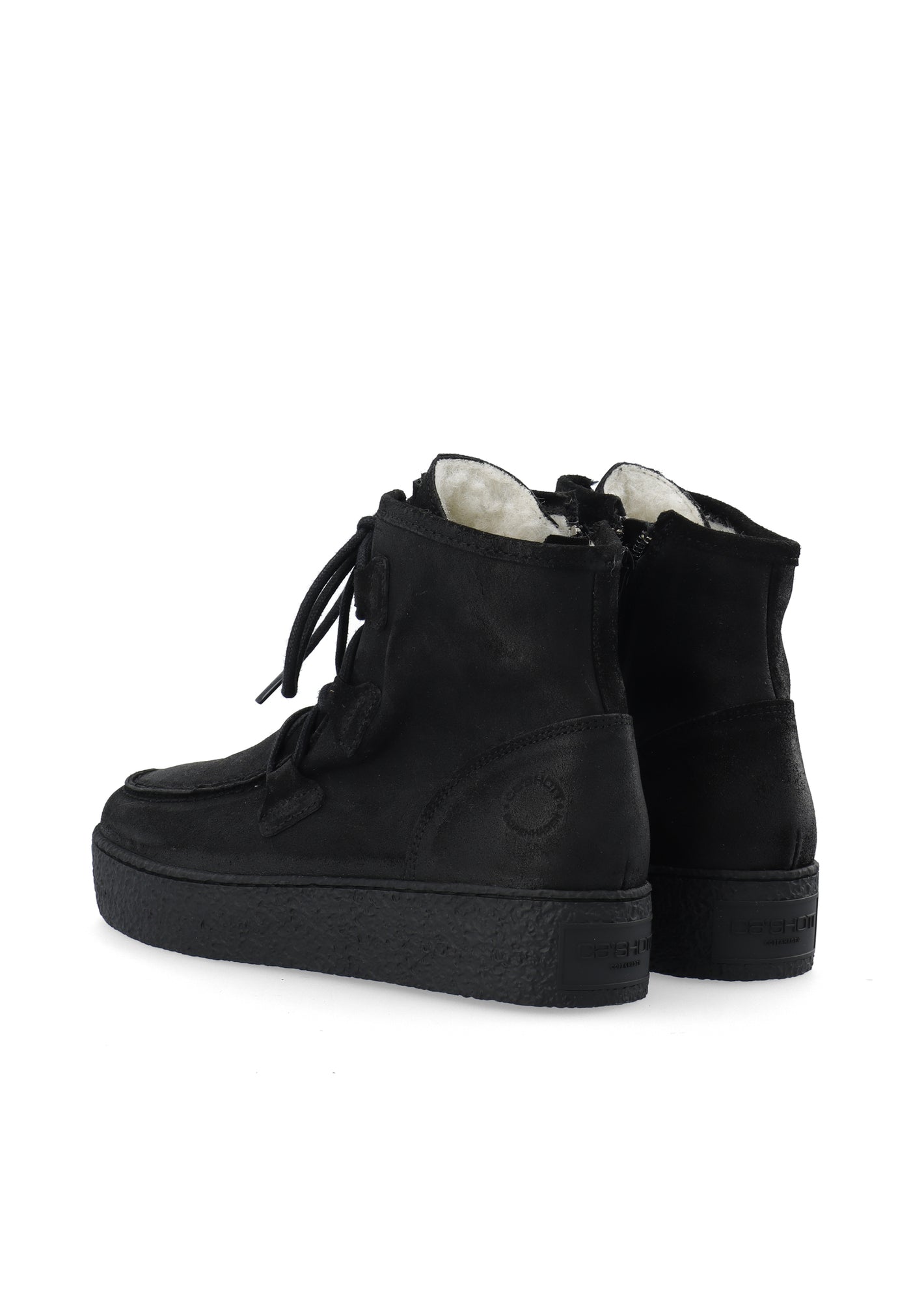 CASHOTT CASCAMILLA Warm Lining Oil Suede Lace Up Black Black Sole