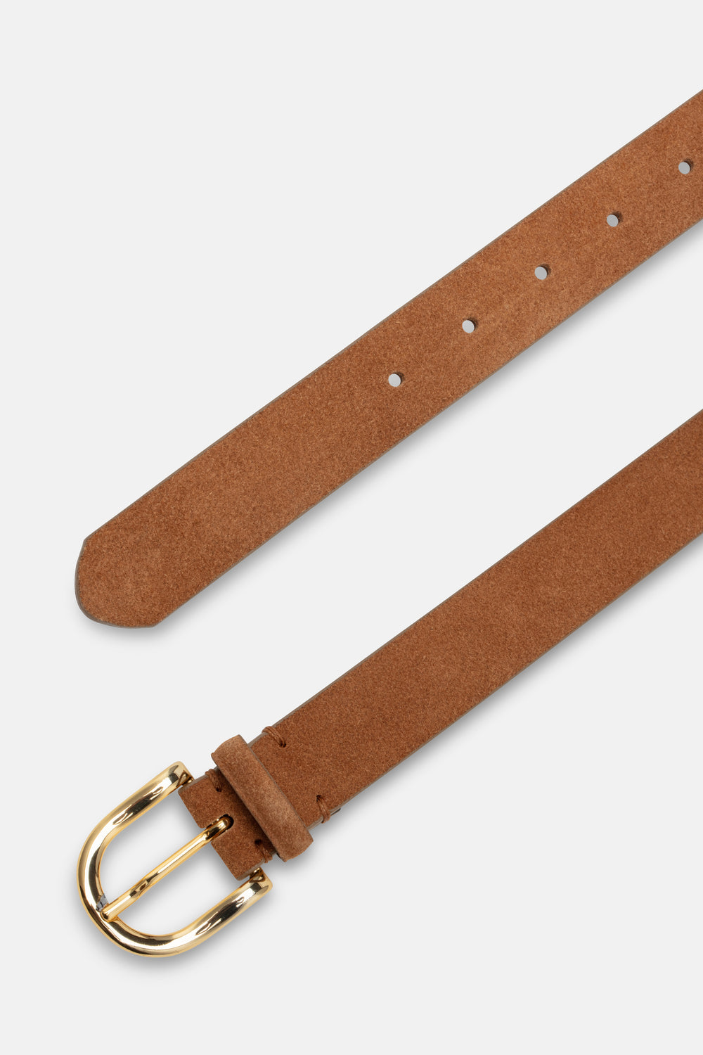 CASHOTT CASCHRISTINA Plain Belt Suede Belt Cognac