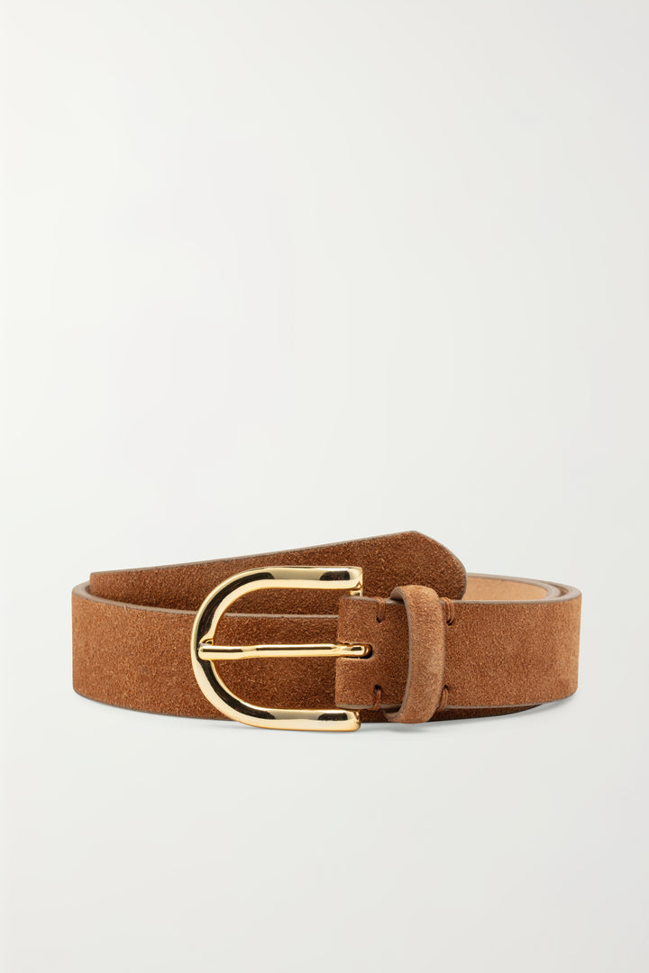 CASHOTT CASCHRISTINA Plain Belt Suede Belt Cognac