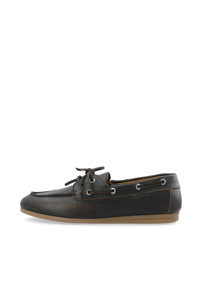 ca'shott CASCILLE Boat Shoe Distressed Leather - Brown Distressed