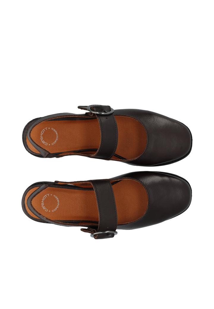 CASHOTT CASDIANA Single Strap Leather *Slingback Dark Brown