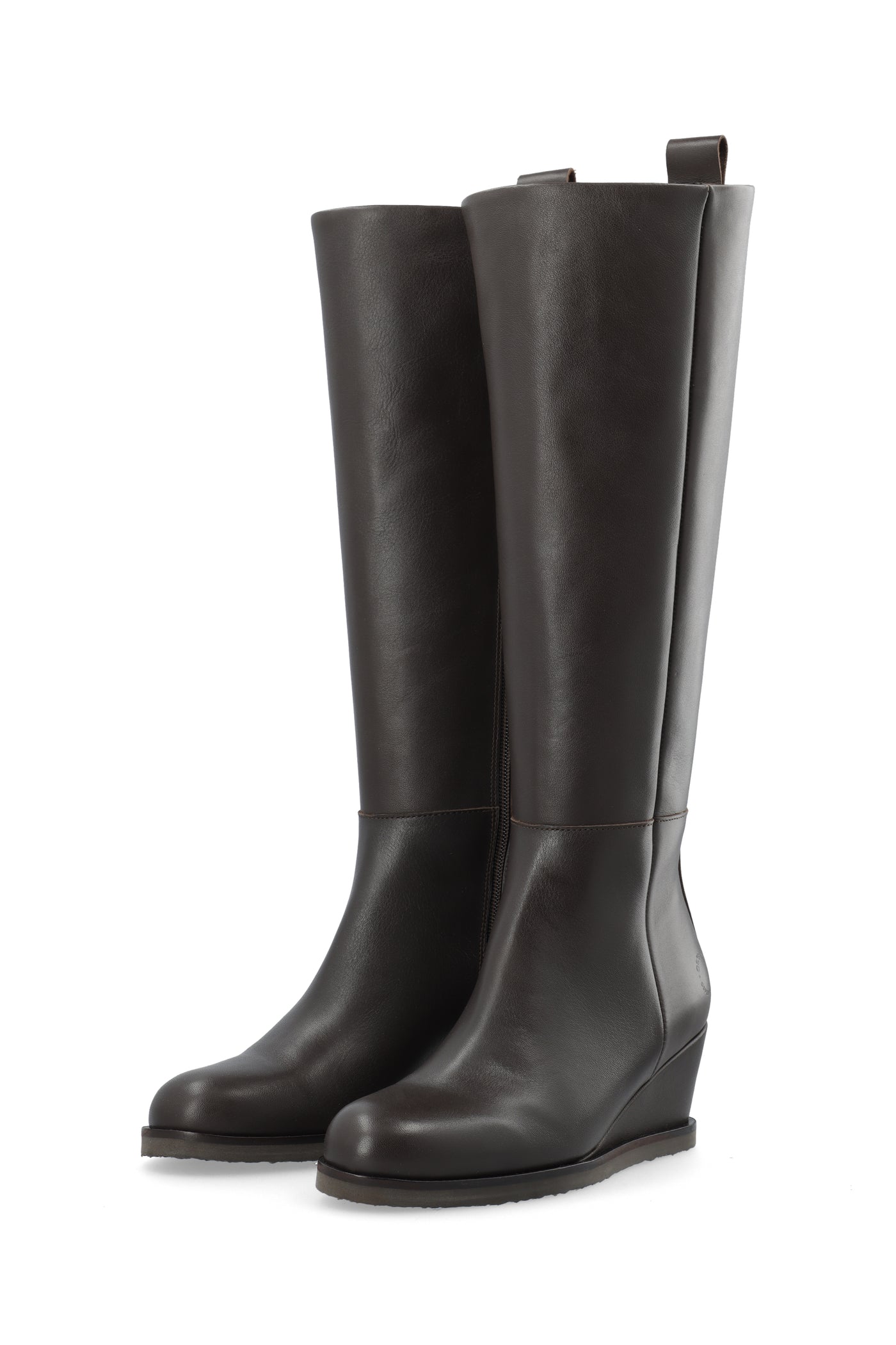 CASHOTT CASDONNA Tall Boot W. Elastic Leather Knee-high Coffee