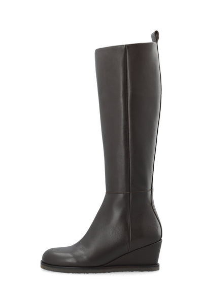 CASHOTT CASDONNA Tall Boot W. Elastic Leather Knee-high Coffee