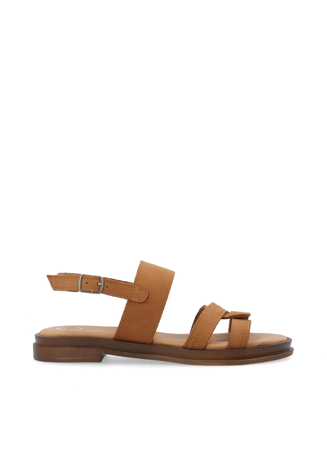 CASHOTT CASELIA Strappy Flat Sandal Leather *Sandals Cognac