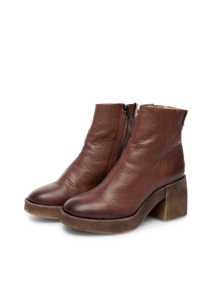 CASHOTT CASEMILY LEATHER Zip Boot Cognac