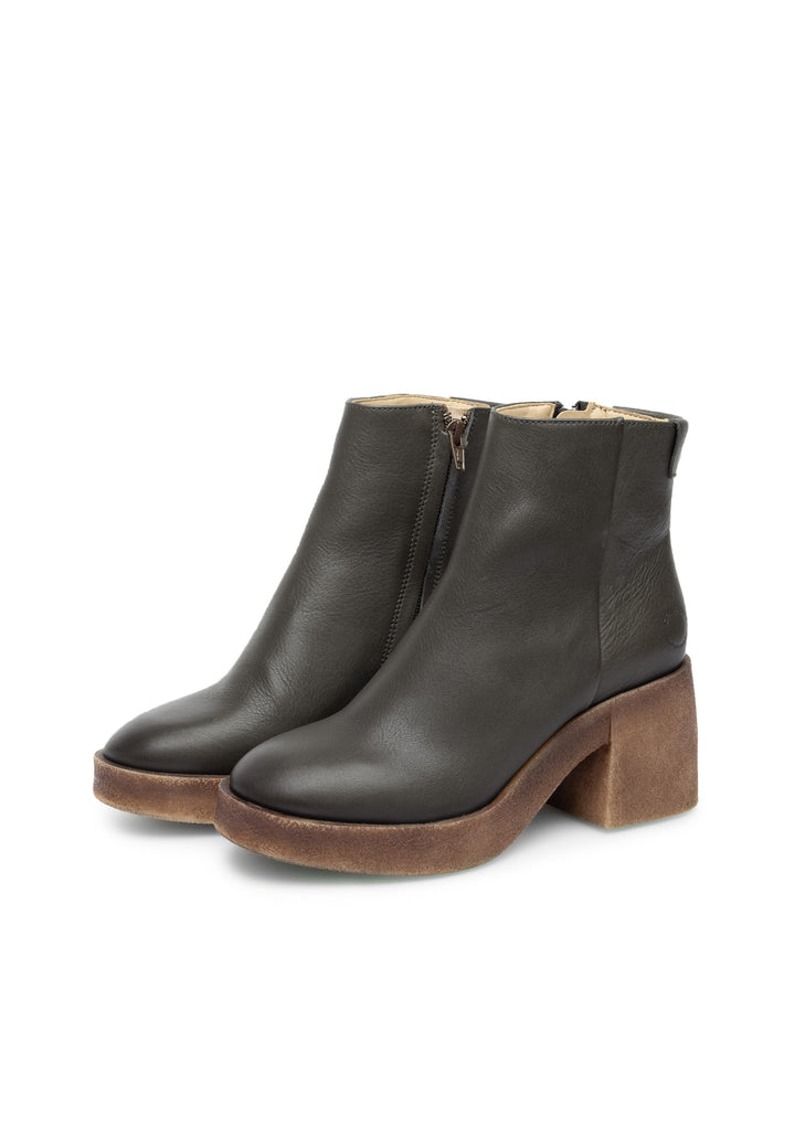 CASHOTT CASEMILY LEATHER Zip Boot Olive