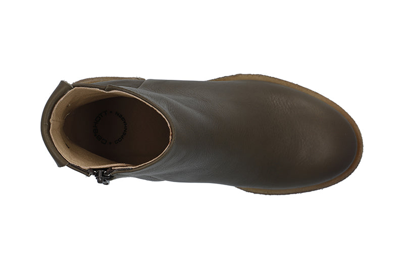 CASHOTT CASEMILY LEATHER Zip Boot Olive