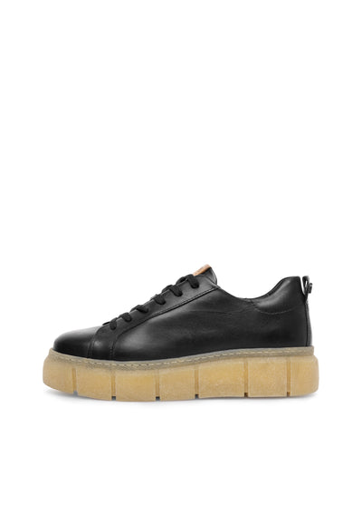 CASHOTT CASFLORA Long Lace Shoe Leather Low Sneakers Black