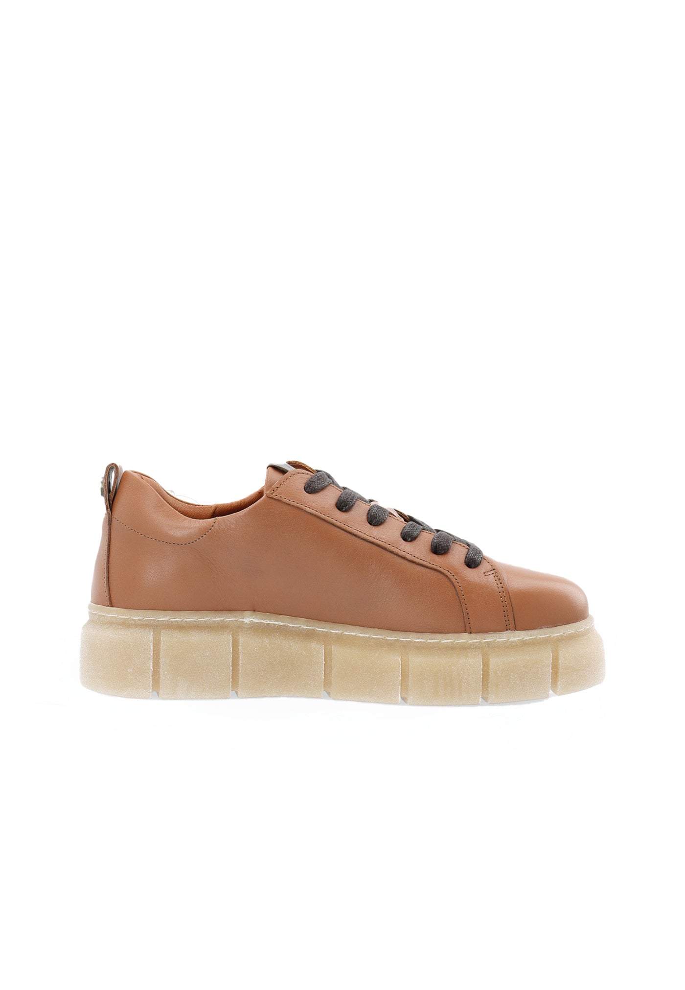 CASHOTT CASFLORA Long Lace Shoe Leather Low Sneakers Cognac