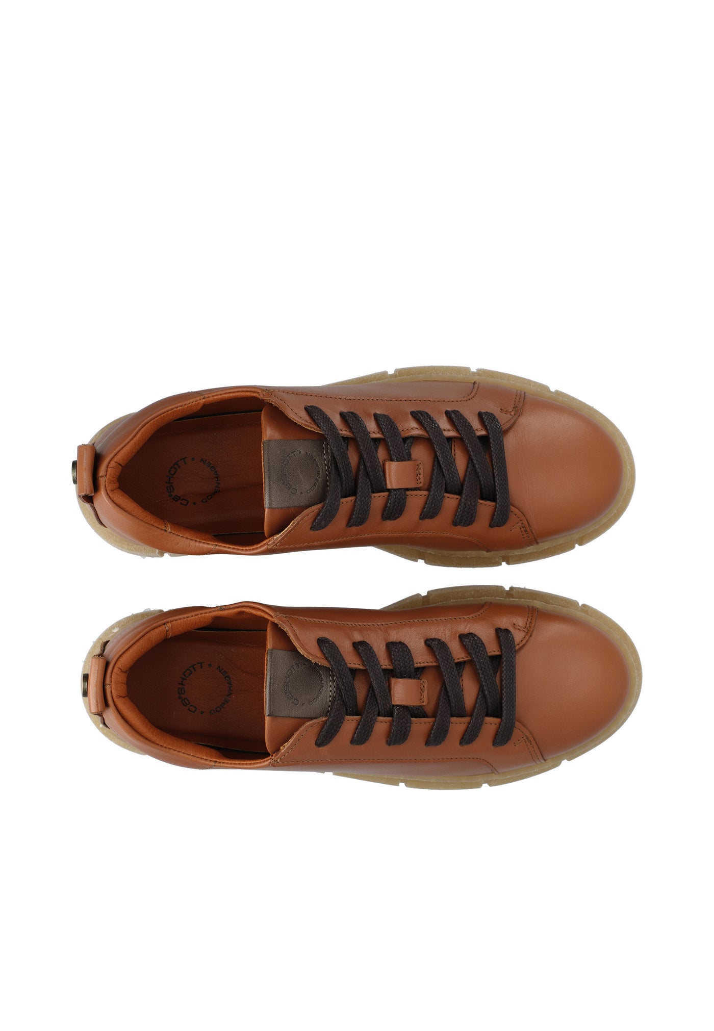 CASHOTT CASFLORA Long Lace Shoe Leather Low Sneakers Cognac