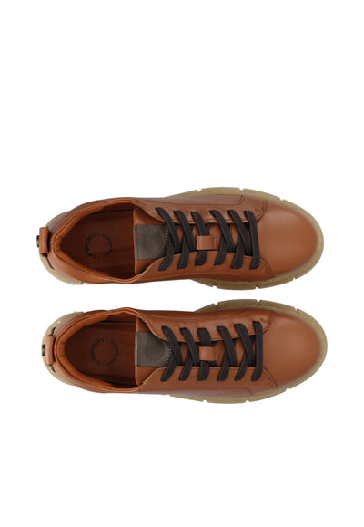 CASHOTT CASFLORA Long Lace Shoe Leather Low Sneakers Cognac