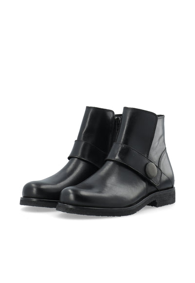 CASHOTT CASFREJA Low Biker Boot Pull Up Leather Biker Black