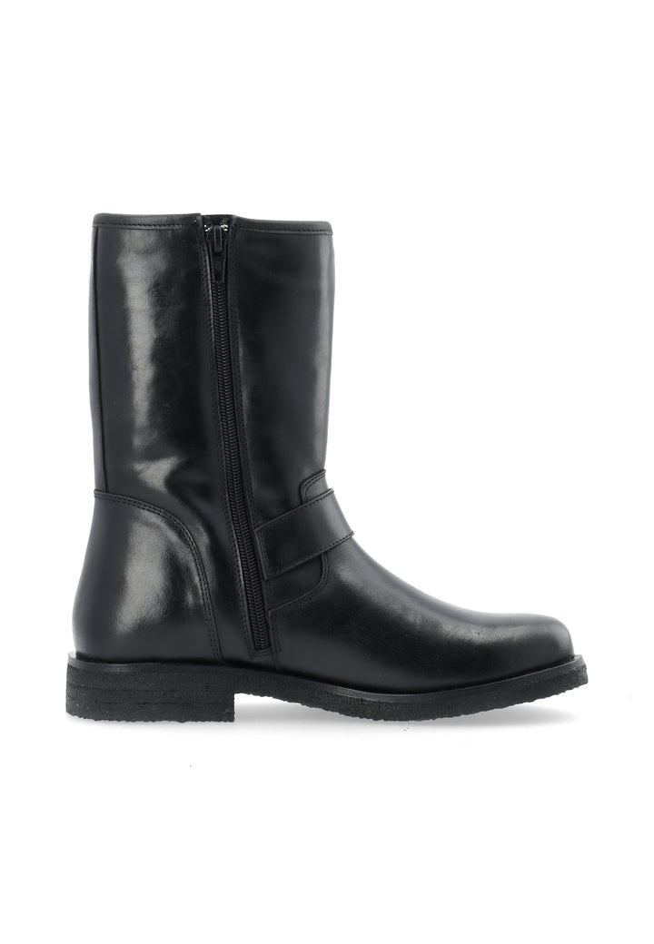 CASFREJA Mid Cut Biker Boot Warm Lining Pull Up Leather