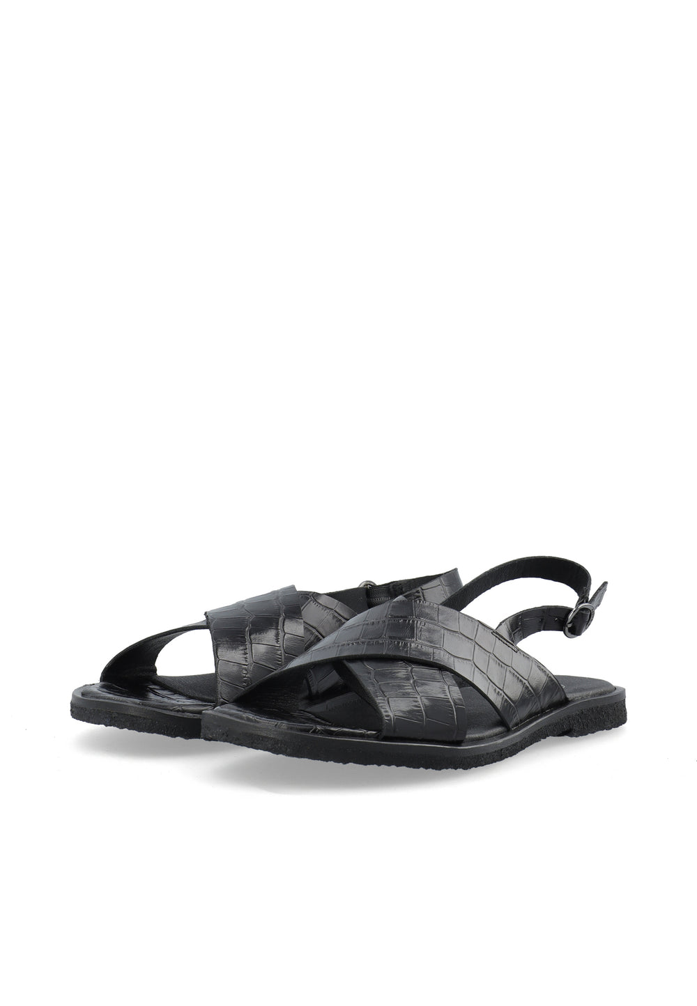 CASHOTT CASGITTA CROSS SANDAL CROCO *Slingback Black Croco
