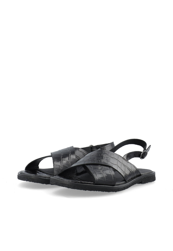 CASHOTT CASGITTA CROSS SANDAL CROCO *Slingback Black Croco