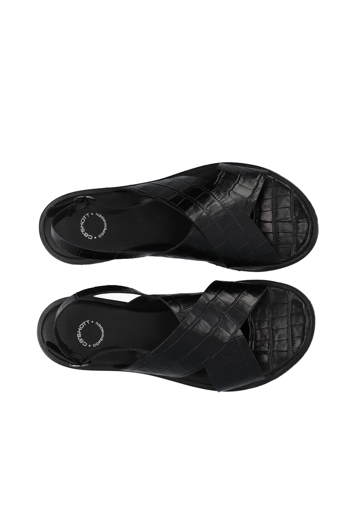 CASHOTT CASGITTA CROSS SANDAL CROCO *Slingback Black Croco