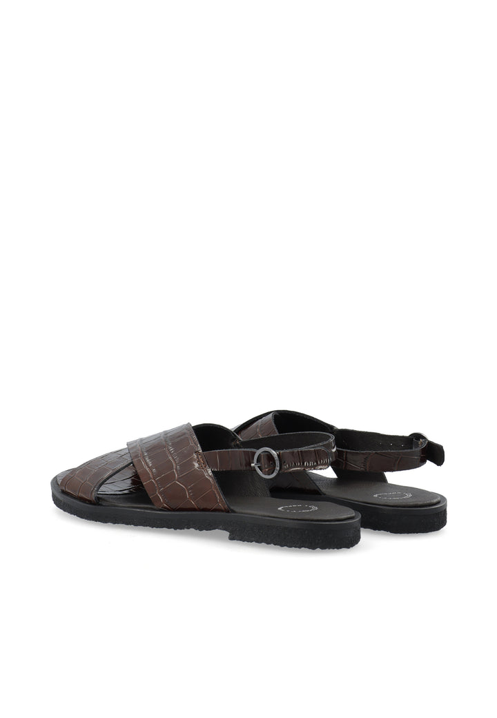CASHOTT CASGITTA CROSS SANDAL CROCO *Slingback Dark Brown Croco