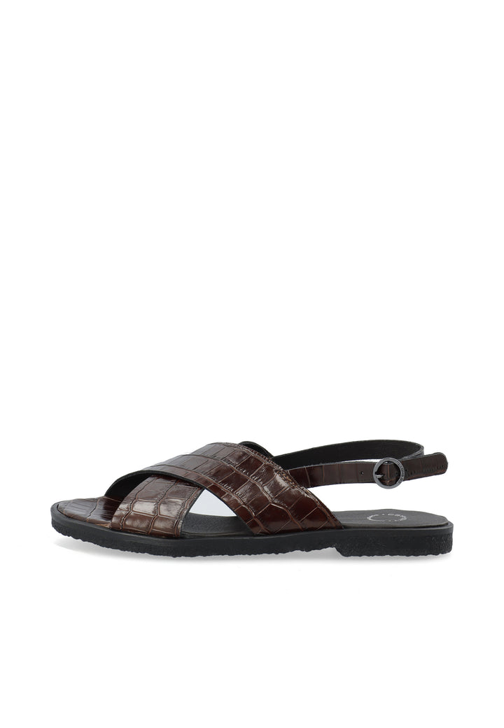 CASHOTT CASGITTA CROSS SANDAL CROCO *Slingback Dark Brown Croco