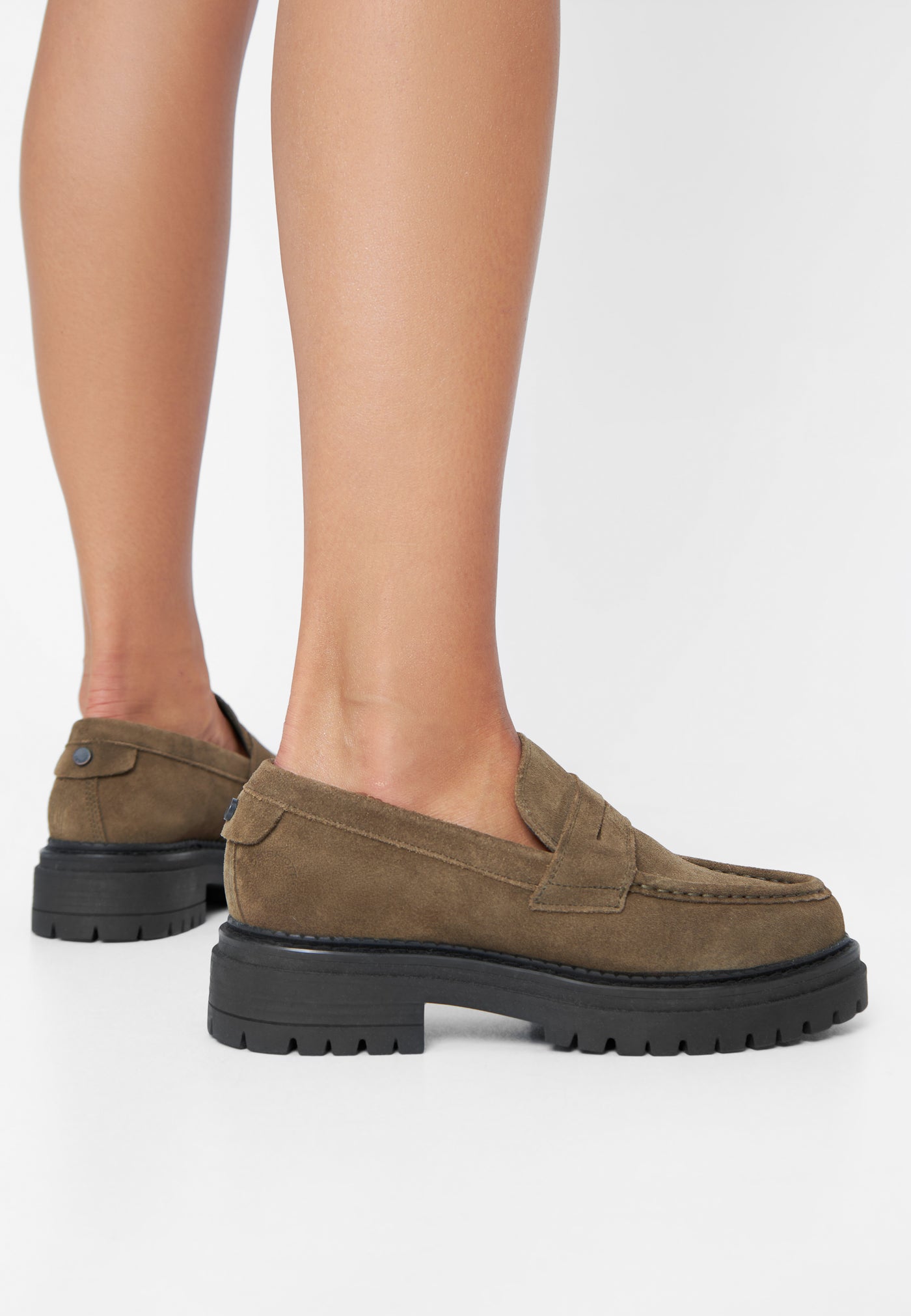 CASHOTT CASHANNAH Loafer Suede Penny Loafer Olive