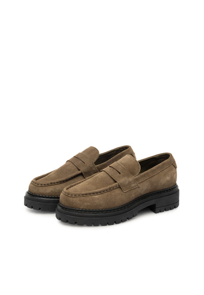 CASHOTT CASHANNAH Loafer Suede Penny Loafer Olive