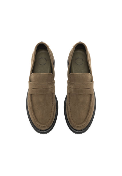 CASHOTT CASHANNAH Loafer Suede Penny Loafer Olive