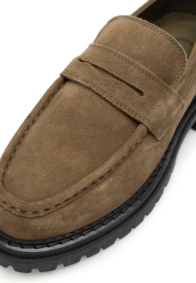 CASHOTT CASHANNAH Loafer Suede Penny Loafer Olive